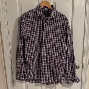 Make offer! Pronto Uomo Purple Black white Plaid Shirt Large 17 34/35